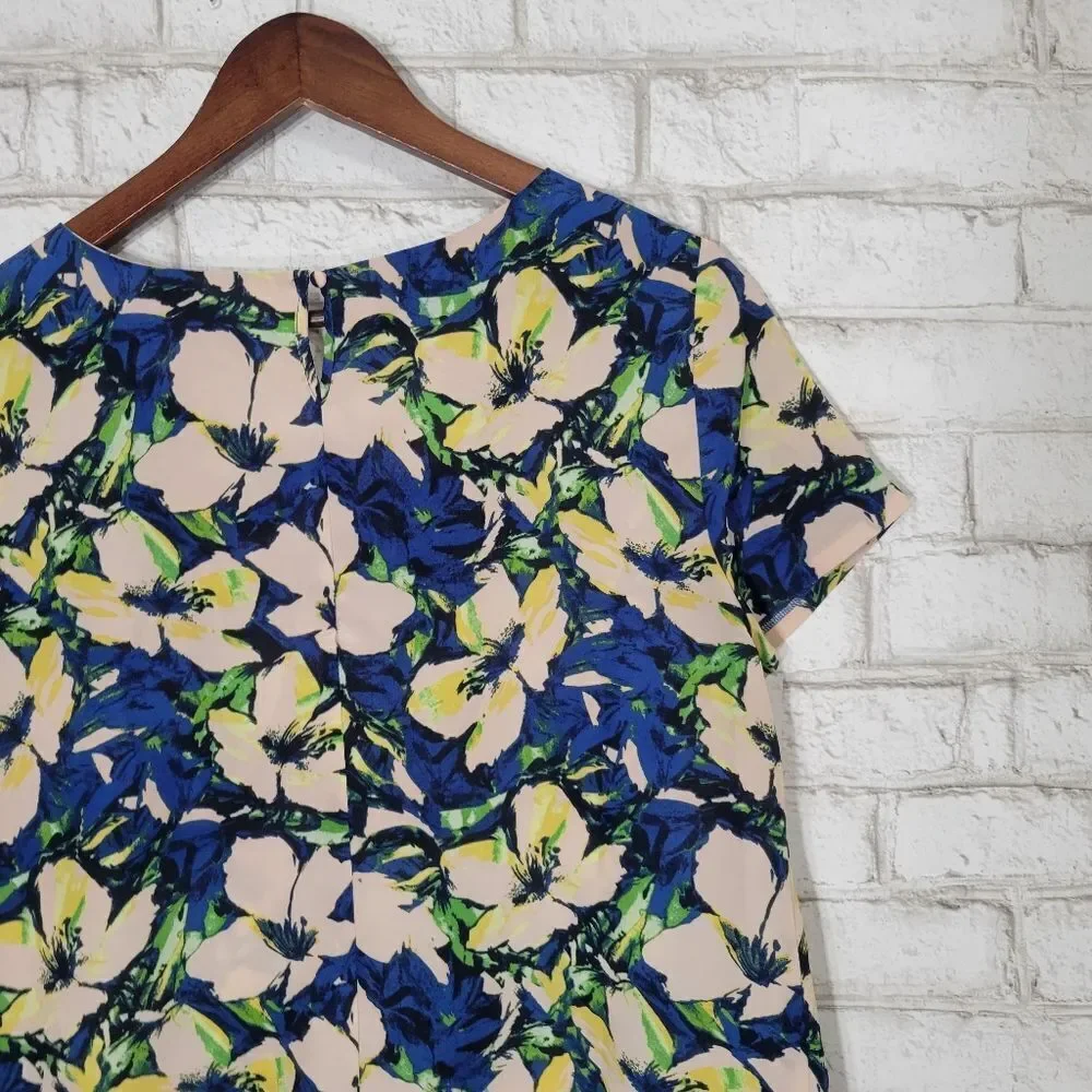 J Crew blue floral top